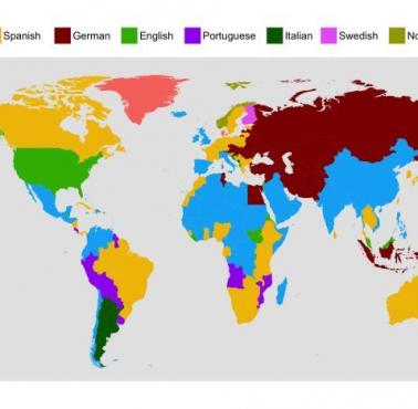Najpopularniejszy (poza ojczystym) język w poszczególnych krajach świata