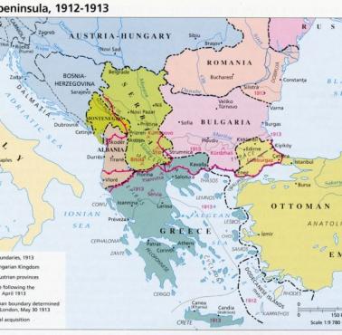 Mapa polityczna Bałkanów, 1912-1913