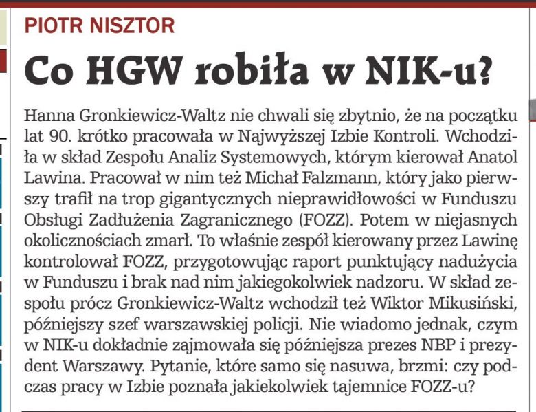 Co Hanna Gronkiewicz-Waltz robiła w NIKU?