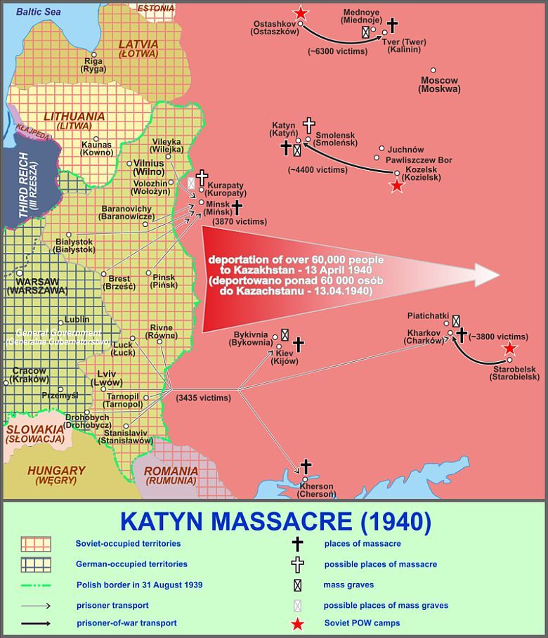 Miejsca kaźni ponad 20 tys. polskiej inteligencji - zbrodnia katyńska 1940 roku