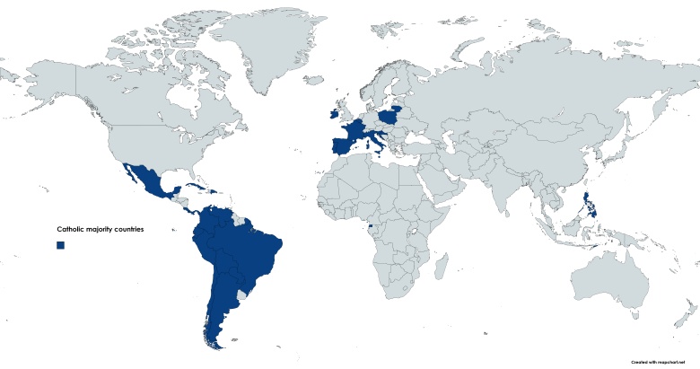 Kraje o większości katolickiej, The Global Catholic Population - Pew Forum