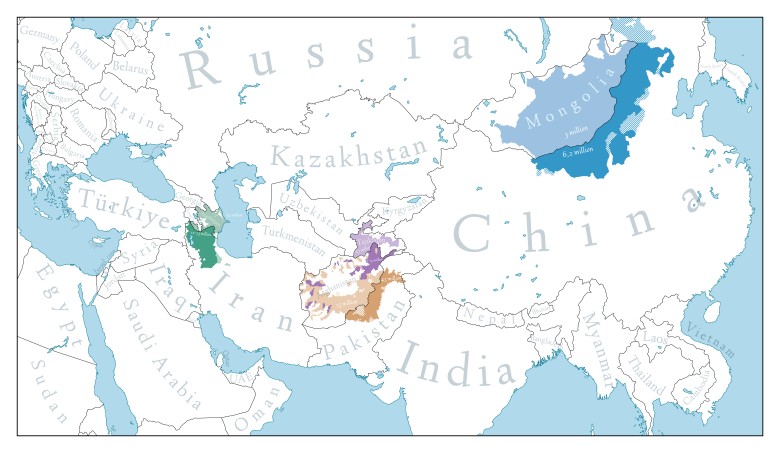 Więcej członków tych grup etnicznych mieszka po drugiej stronie granicy np.Kurdów, Mongołów