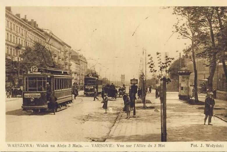 Przedwojenna Warszawa, Nowy Świat, w tle most Poniatowskiego, lata 1926-1928