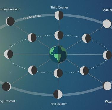 Diagram obrazujący fazy księżyca
