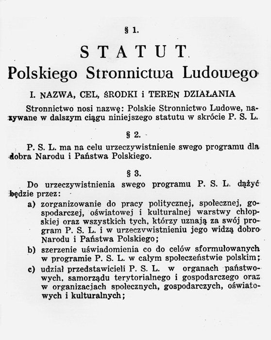 22 VIII 1945 Stronnictwo Ludowe przemianowano na PSL - w celu odróżnienia od lubelskiego SL, współpracującego z komunistami