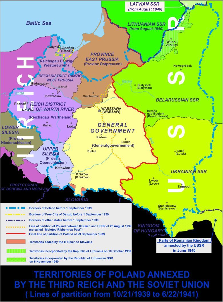 IV rozbiór Polski pomiędzy państwami rozpoczynającymi II wojnę światową - Rosję i Niemcy