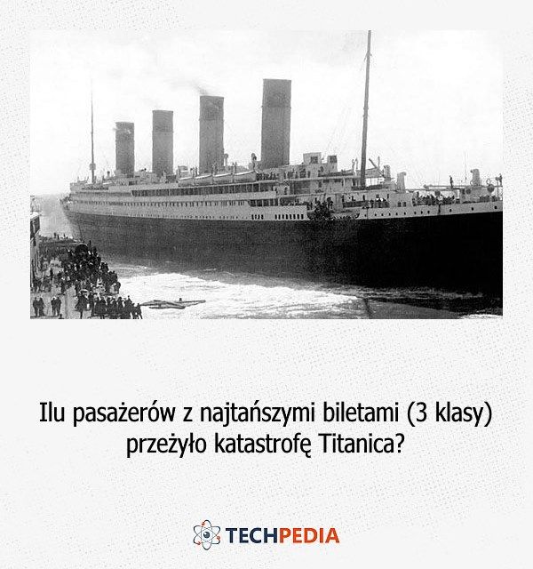 Ilu pasażerów z najtańszymi biletami (3 klasy) przeżyło katastrofę Titanica?