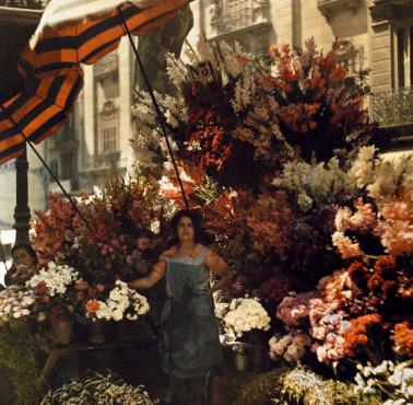 Stoisko z kwiatami, La Ramblaw Barcelonie, 1929