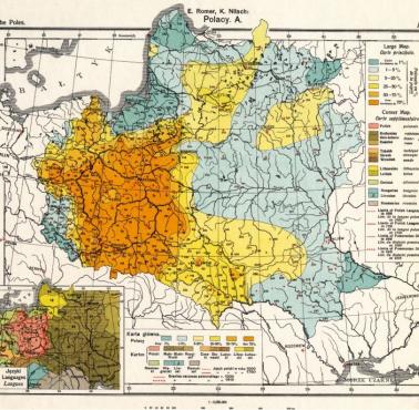 Mapa etniczna Europy Wschodniej przed I wojną światową - Polacy