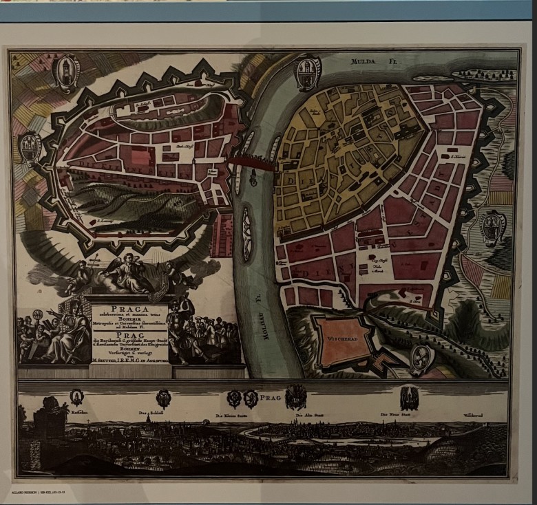 Stara mapa Pragi znaleziona w Muzeum Allarda Piersona w Amsterdamie
