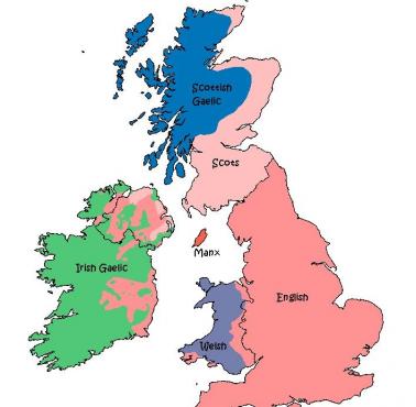 Języki Wielkiej Brytanii i Irlandii w 1800 r.