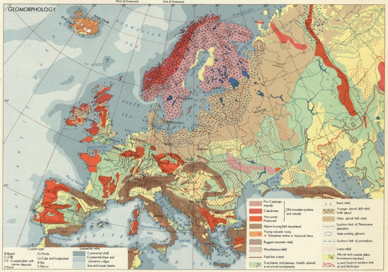 Geomorfologiczna mapa Europy, 1967