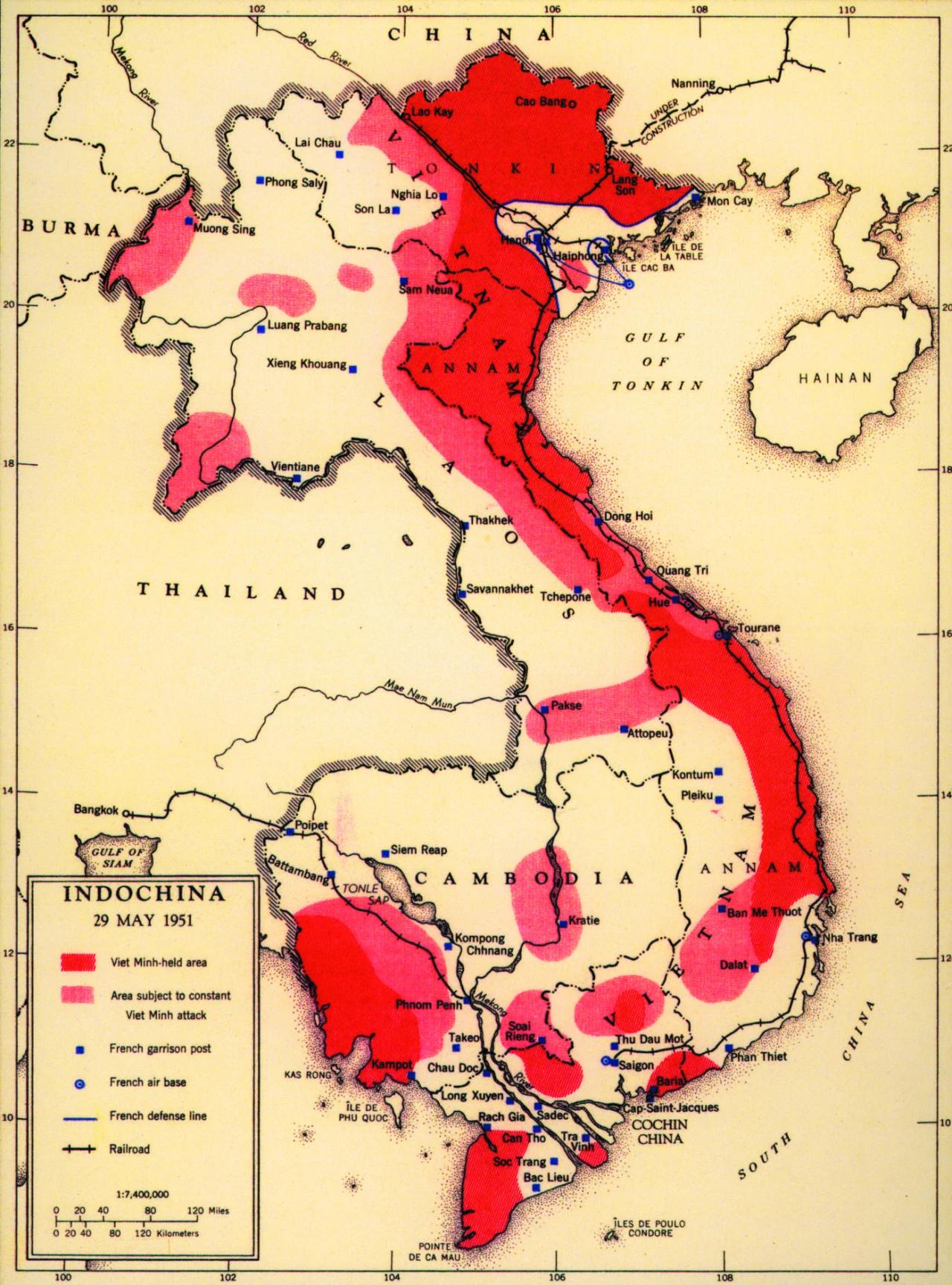 Mapa Indochin w 1951 roku