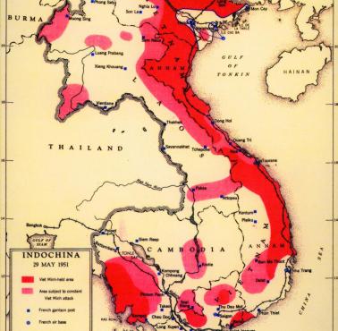 Mapa Indochin w 1951 roku