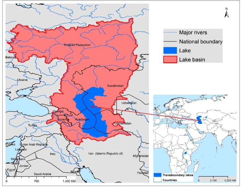 Mapa dorzecza Morza Kaspijskiego