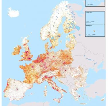 Gęstość zaludnienia poszczególnych europejskich państw, 2011