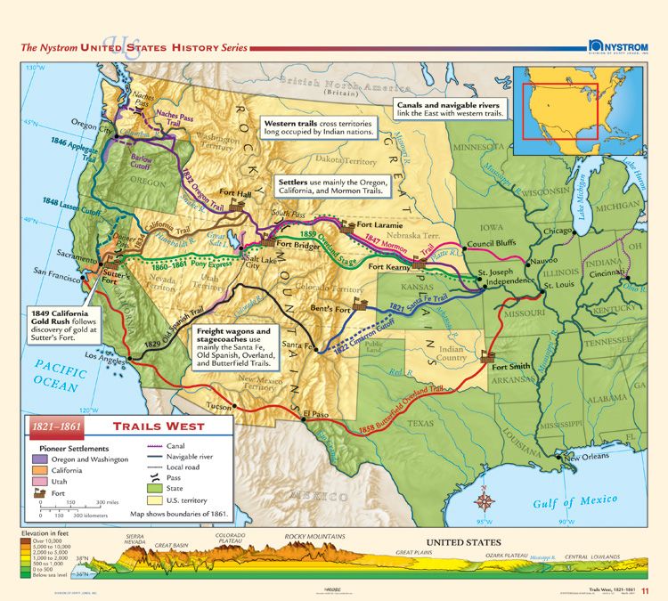 Główne szlaki transportowe w USA w latach 1821-1861