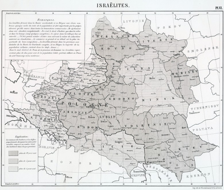 Mapy etnograficzne zachodniej części Rosji autorstwa Rodericha von Erckerta, 1863, Żydzi