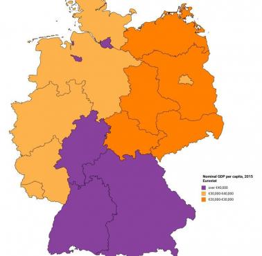 Najbiedniejsze i najbogatsze landy Niemiec, według PKB