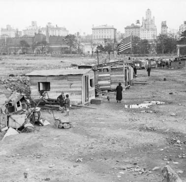Slumsy w Central Parku podczas wielkiego kryzysu, Nowy Jork, 1933