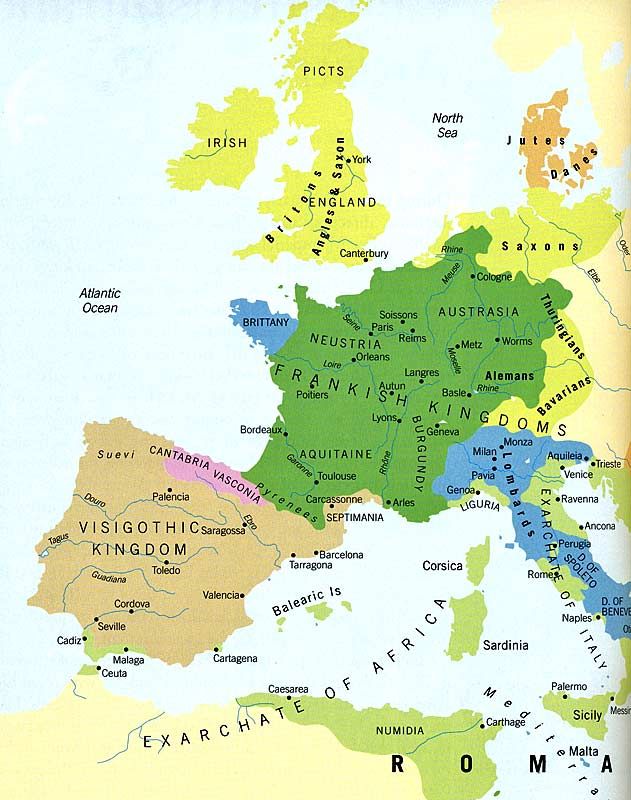 Europejskie plemiona i królestwa w 500 i 600 roku