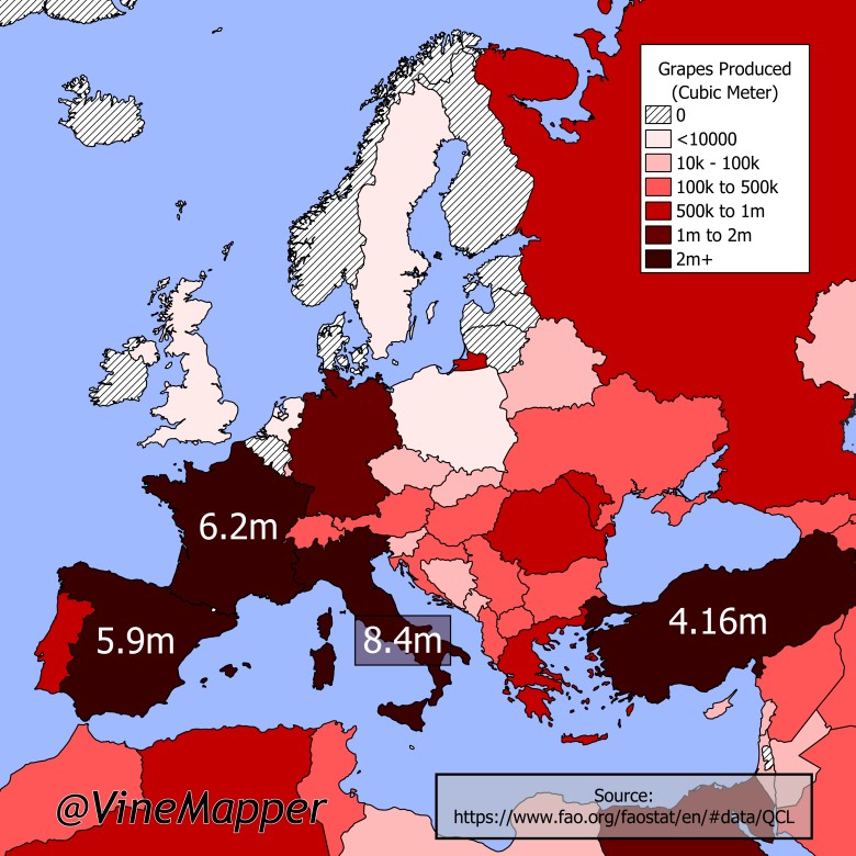 Najwięksi producenci winogron w Europie, 2022