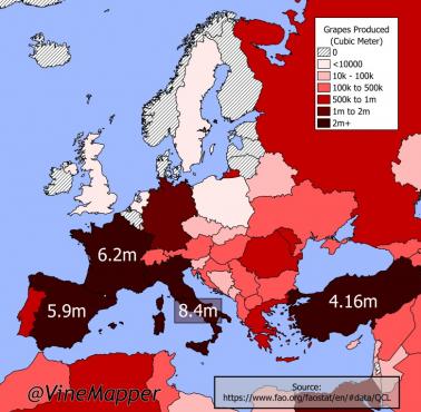 Najwięksi producenci winogron w Europie, 2022
