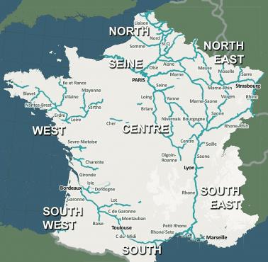 Mapa dróg śródlądowych we Francji