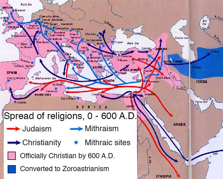 Bliski Wschód, rozprzestrzenianie się religii w latach 0-600 n.e.