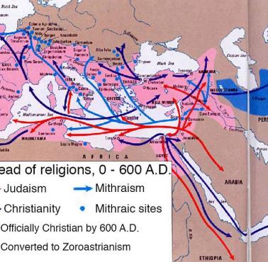 Bliski Wschód, rozprzestrzenianie się religii w latach 0-600 n.e.