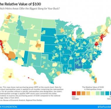 Gdzie w USA 100 dolarów jest warte najwięcej