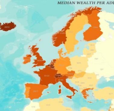 Mediana bogactwa w podziale na osoby dorosłe według krajów, 2000-2016 (animacja)