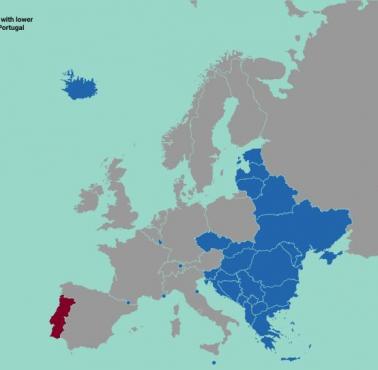 Europejskie kraje o niższym PKB nominalnym niż Portugalia