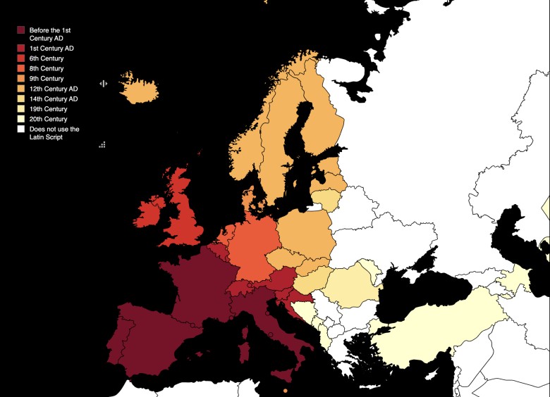Rozprzestrzenianie się alfabetu łacińskiego w Europie