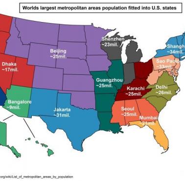 Największe obszary metropolitarne w porównaniu do USA