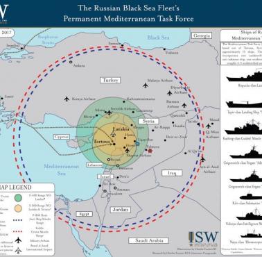 Projekcja siły Rosji z syryjskich baz Latakia i Tartous
