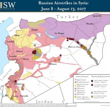 Rosyjskie uderzenia lotnicze w Syrii od 8 czerwca - 13 sierpnia 2017