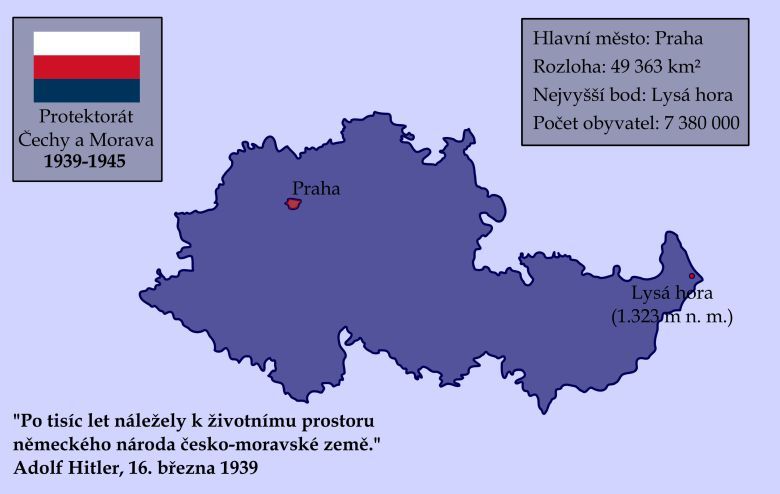 Stworzona przez Niemców okrojona autonomia czeska - Protektorat Czech i Moraw w ramach Wielkich Niemiec, 1939-1945