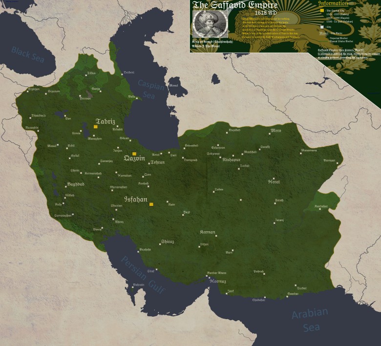 Mapa Imperium Safawidów, 1618