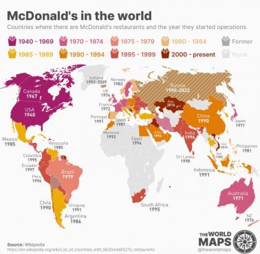 Liczba McDonaldów w poszczególnych krajach świata, 2021