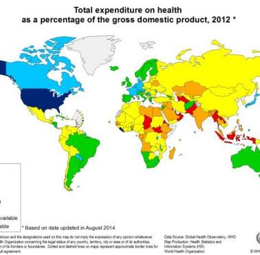 Całkowite wydatki na opiekę zdrowotną jako procent PKB, 2012