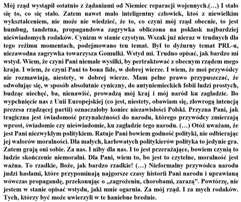 Przykłady ojkofobii, z listu reżysera Stanisława Brejdyganta do Angeli Merkel (z 30 VIII 2017)