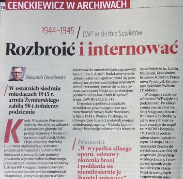 „Historia Do Rzeczy“ 9/2017,  tekst prof. Cenckiewicza o zbrodniczym zaangażowaniu LWP w zwalczanie AK i NZW