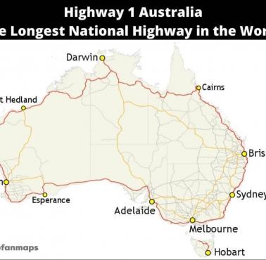 Sieć transportowa, sieć dróg w Australii. Najdłuższa na świecie trasa drogowa