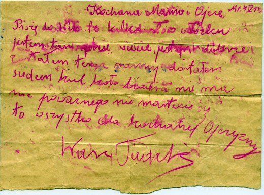 List por. Tadeusza Narkiewicza Ciemnego do rodziców