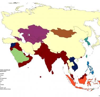 Od kogo kraje w Azji uzyskały niepodległość?