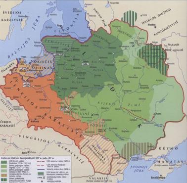 Rozszerzenie się Wielkiego Księstwa Litewskiego pod koniec XIV-XV wieku