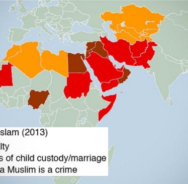 Co grozi za apostazję (porzucenie wiary) w poszczególnych państwach islamskich, 2013