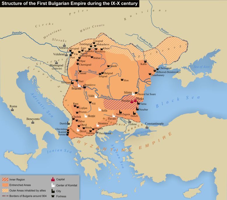 Mapa państwa bułgarskiego w IX-X wieku