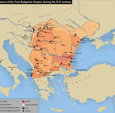 Mapa państwa bułgarskiego w IX-X wieku